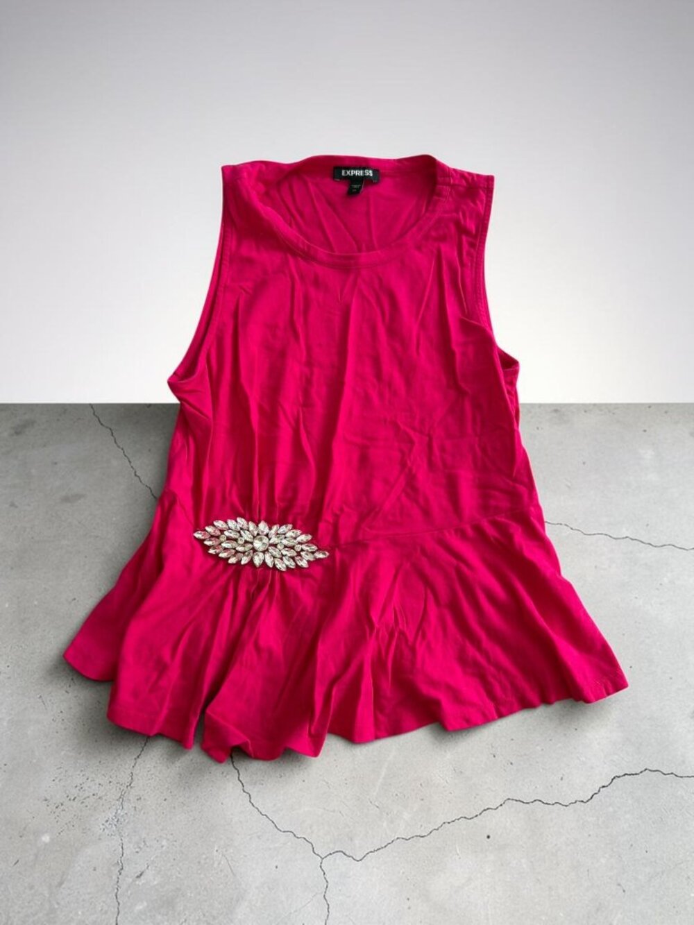 EXPRESS Pink Jeweled Peplum Tank Top Size XS